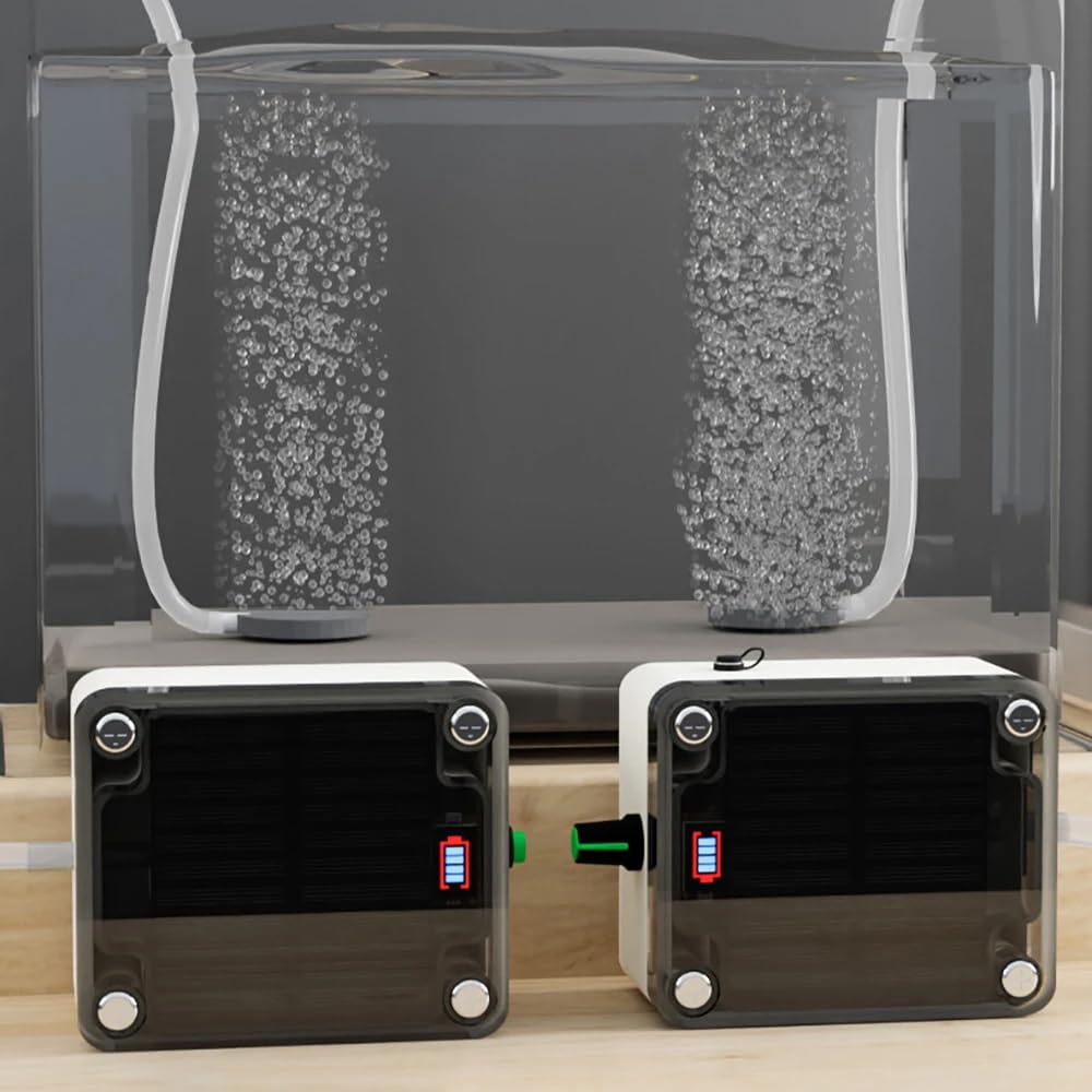 Toplionace Pompe à Oxygène pour Pêche Sauvage énergie Solaire étanche Portable Rechargeable Oxygénateur Pompe à Air pour Aquarium