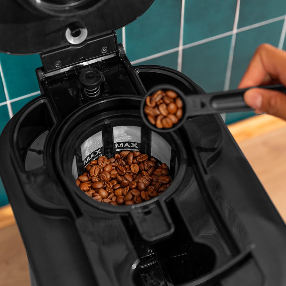 Cecotec Coffee 66 Grind & Drop Drip Cafetières à Goutte. 1086 W, Moulin à Lames, Jusqu'à 12 Tasses, Technologie Extremearoma, Cafetière Goutte à Goutte Numérique, Acier Inoxydable, Arrêt Automatique