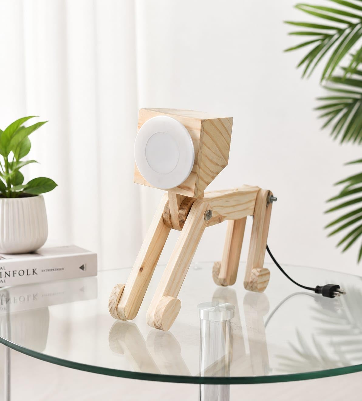 Wooden Dog Table Lamp | Handmade Adjustable Wooden LED Desk Lamp | Modern Bedside, Study & Home Decor Light-image-12