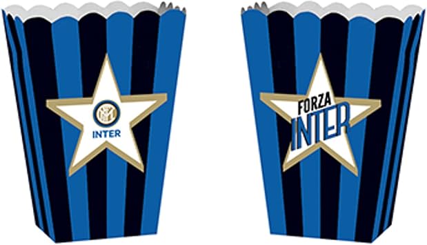 Inter Milan Popcorn Container Football Accessories Pack of 4 Blue/Black 13.5 x 8.5 x 19 cm - Blue
