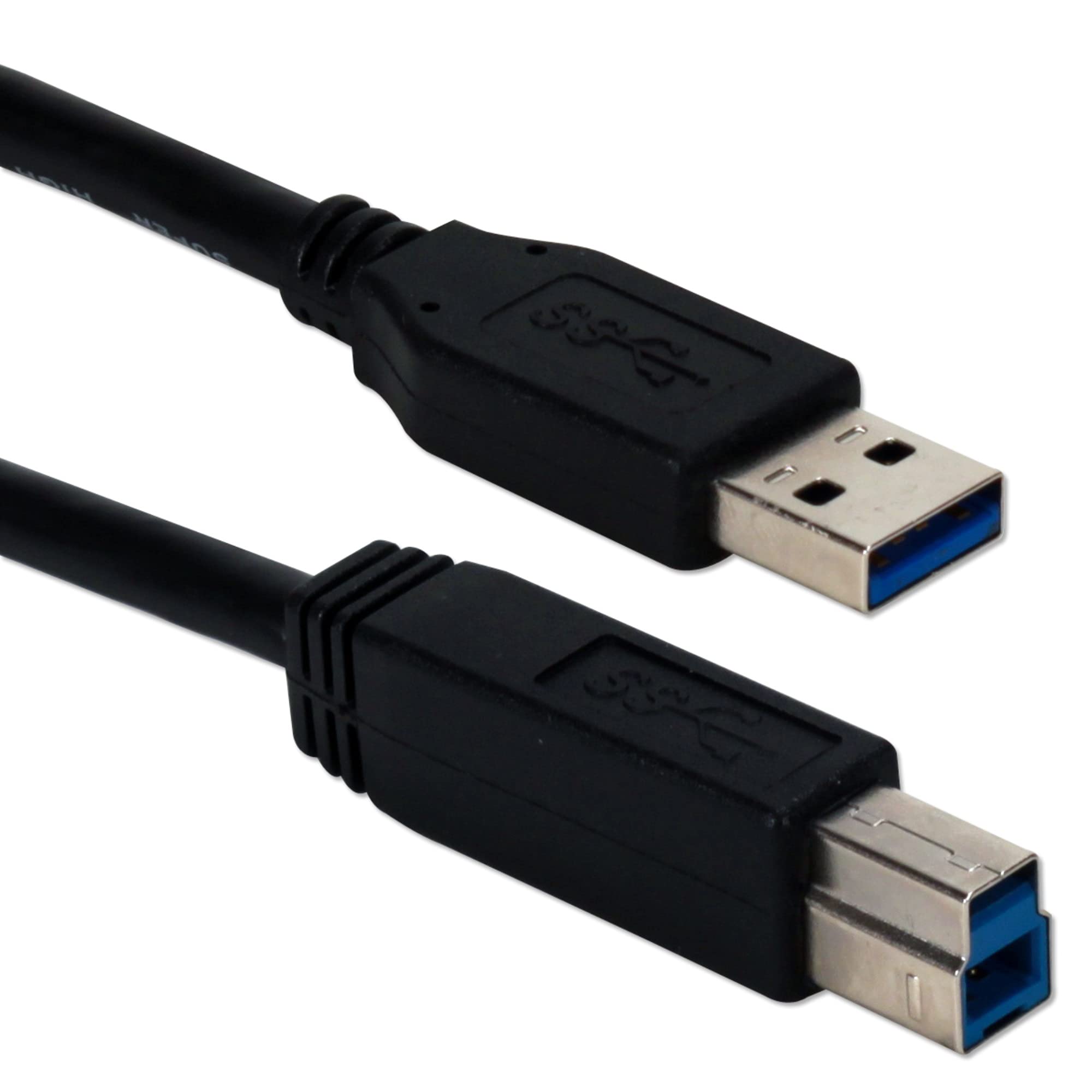 QVS 3ft USB 3.0/3.1 Compliant 5Gbps Type A Male to B Male Black Cable