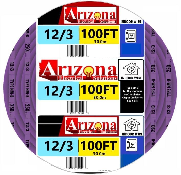 100 FEET 12/3 Type NM-B Copper. #12 AWG, 3 Conductors with Ground. Insulated Jacket Purple