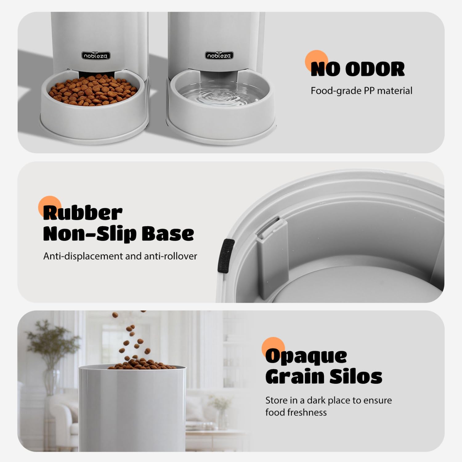 Nobleza Comedero Automático y Bebedero Gatos Perros, Dispensador Comida Gatos y Perros 3.8 L, para Perros y Gatos pequeños y medianos, Pack 2 Unidades