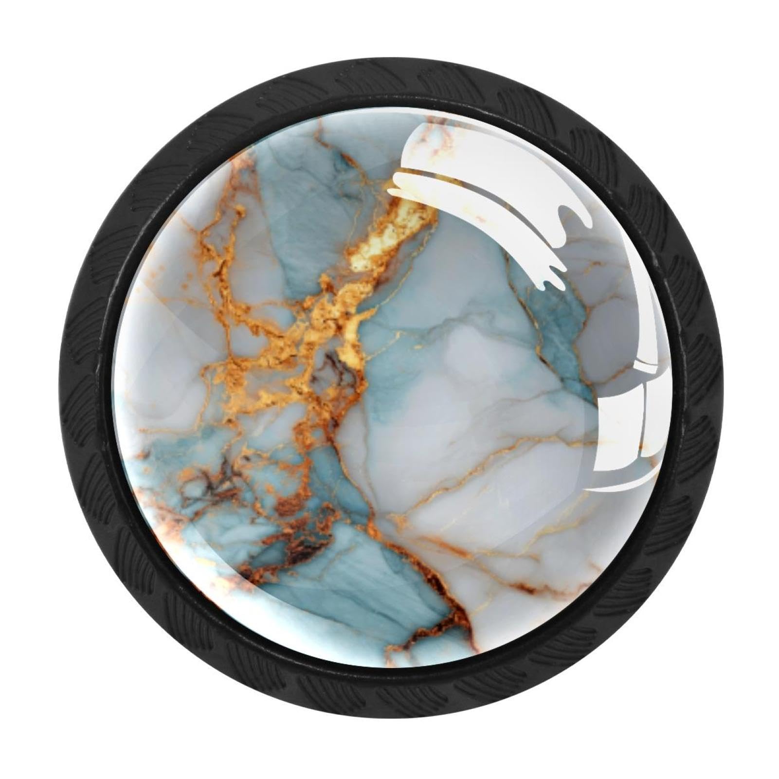 CHENZZZZ Cyan Gold Marble White (1) Cabinet Knobs 4 Pieces Drawer Kitchen Cabinets Dresser Cupboard Wardrobe Unique Pulls Handles
