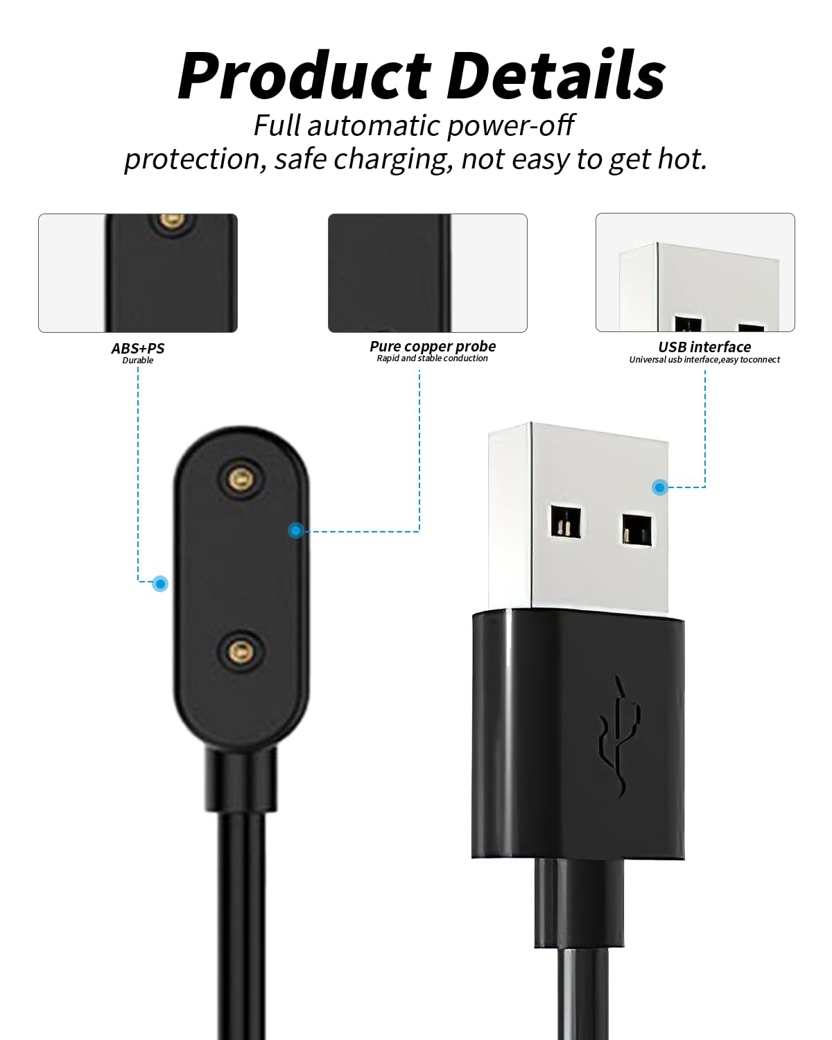 für Huawei Band 11. Silikon-Aufbewahrungstasche & USB-C Adapter - 60cm Ersatz-Ladegerät Reiseset