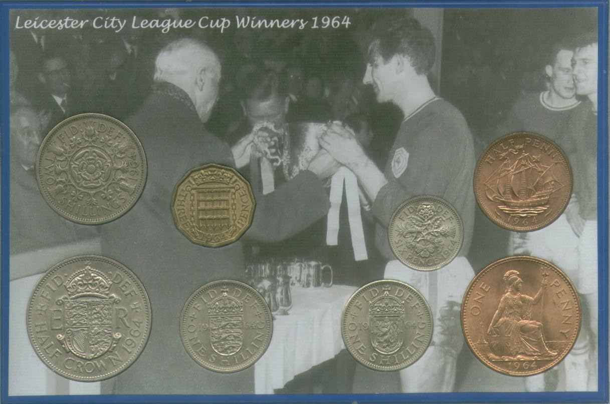 Leicester FC City (The Foxes) Vintage League Cup Final Winners Retro Coin Present Display Gift Set 1964