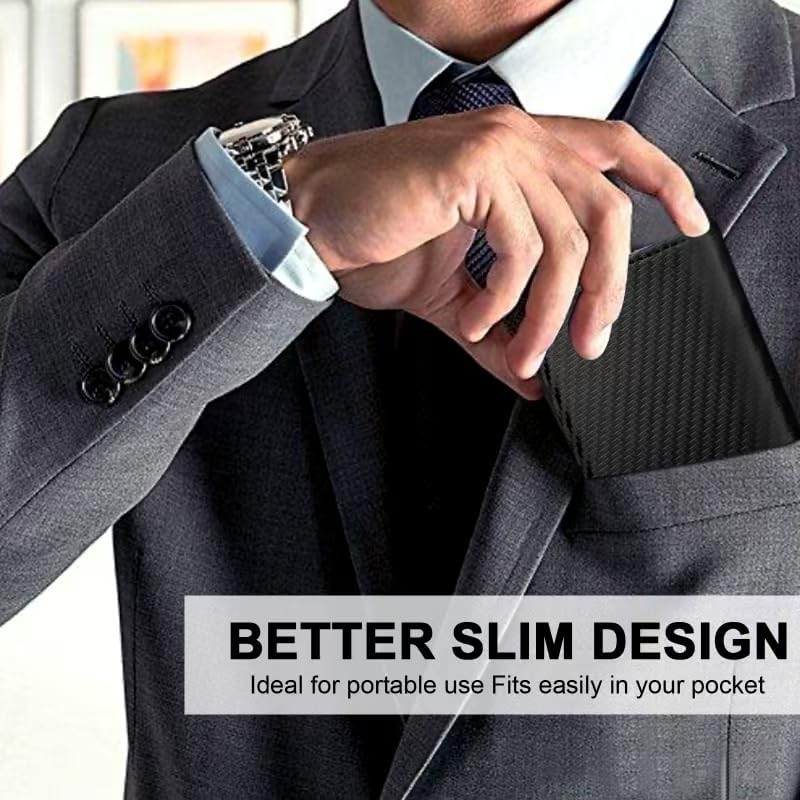 Mens Wallet Card Holder Pop up Card Holder，Smart, Slim, Minimalist Design for Front Pocket， 10-13 Card Capacity | ID Window Cash Slot，Metal Aluminum Credit Card Holder Bifold Wallet（black） - Image 6