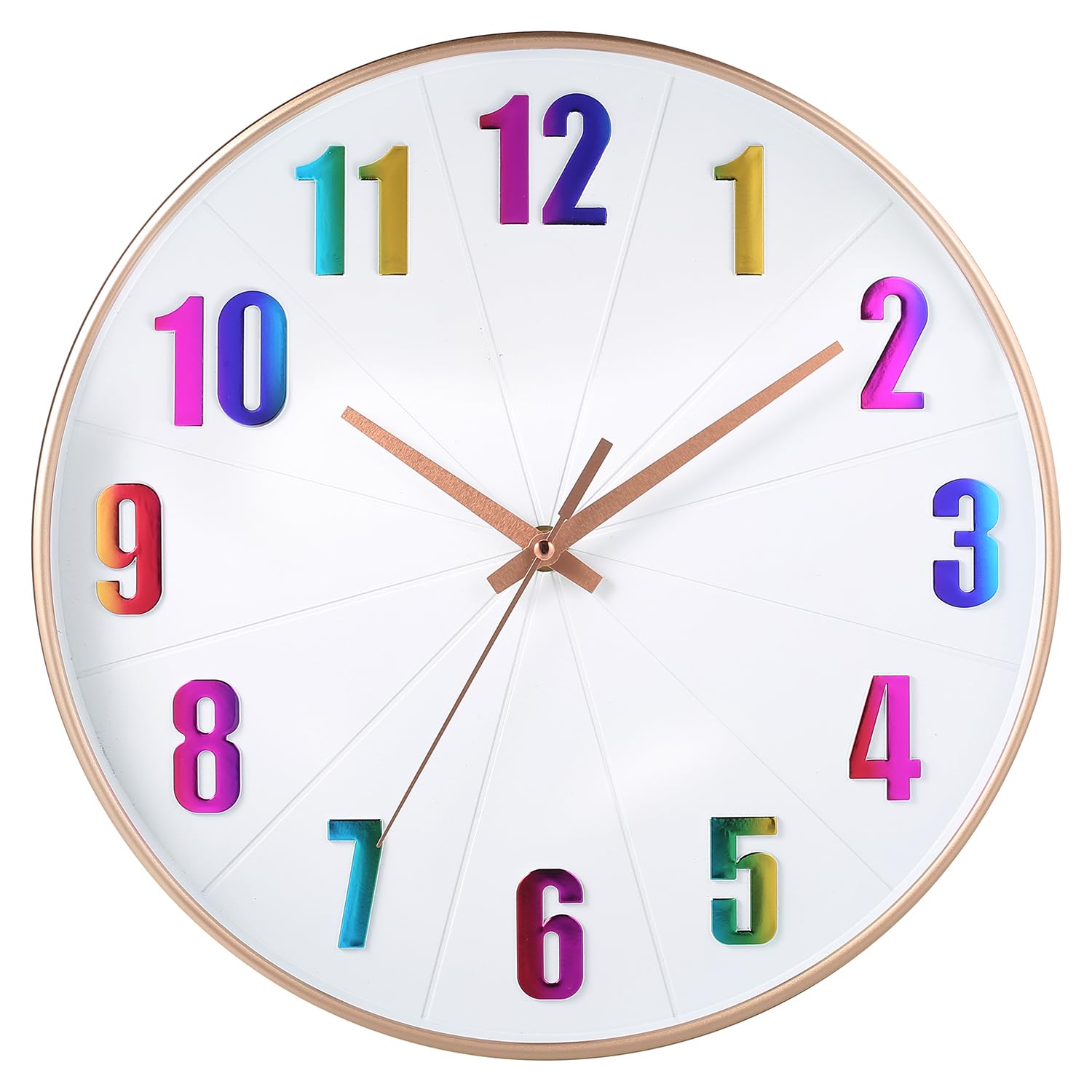 HZDHCLH Wall Clock Silent Non Ticking - 12 Inch Quality Quartz Round Easy to Read for Home/Office/School (rose gold gradient)