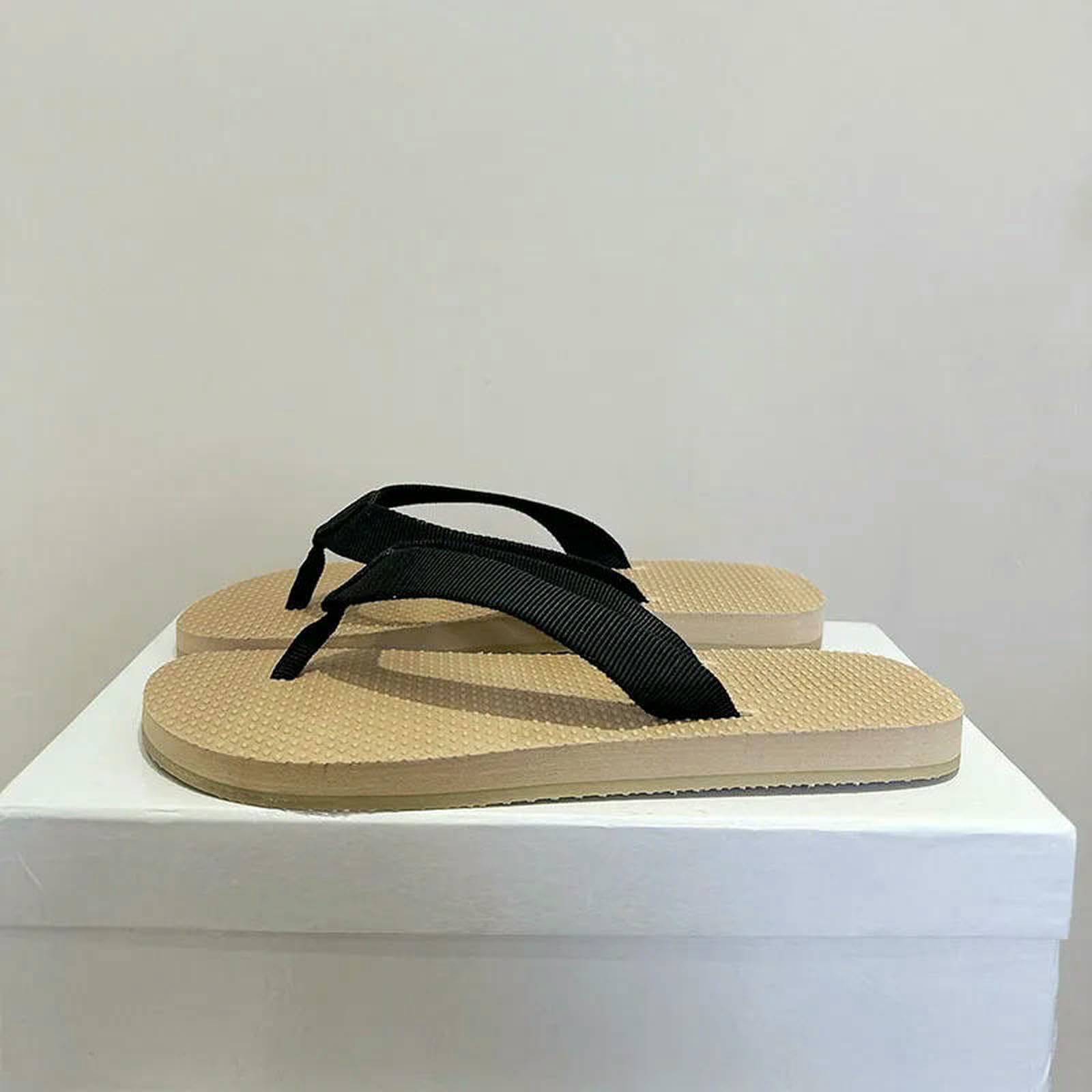 Chanclas Sandalias del Dedo Pie Dividido De Las Mujeres - Zapatillas Planas Cuero Genuino, Diapositivas Verano Casuales Fondo Grueso, Zapatos Playa Vacaciones Al Aire Libre-marrón-35