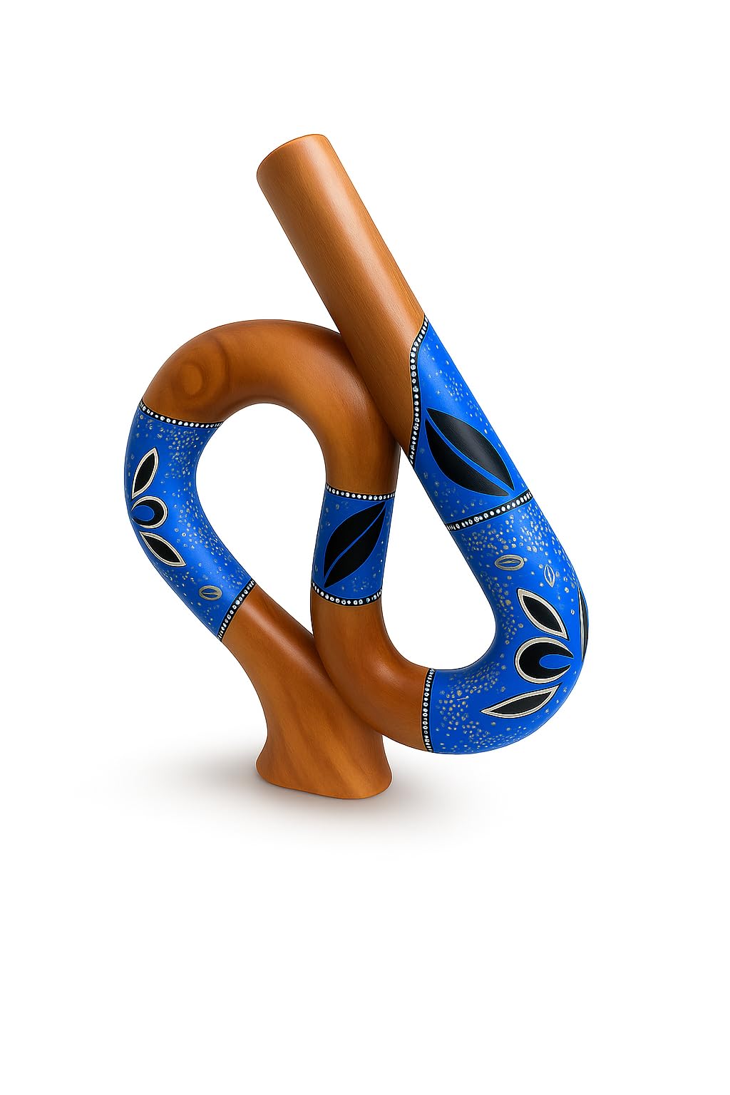 Didgeridoo S-Shaped Mahogany Instrument by JIVE – Hand-Carved, Hand-Painted Travel Size with Deep Resonant Tone, Popular for Sound Therapy & Circular Breathing Practice (S- Shape)