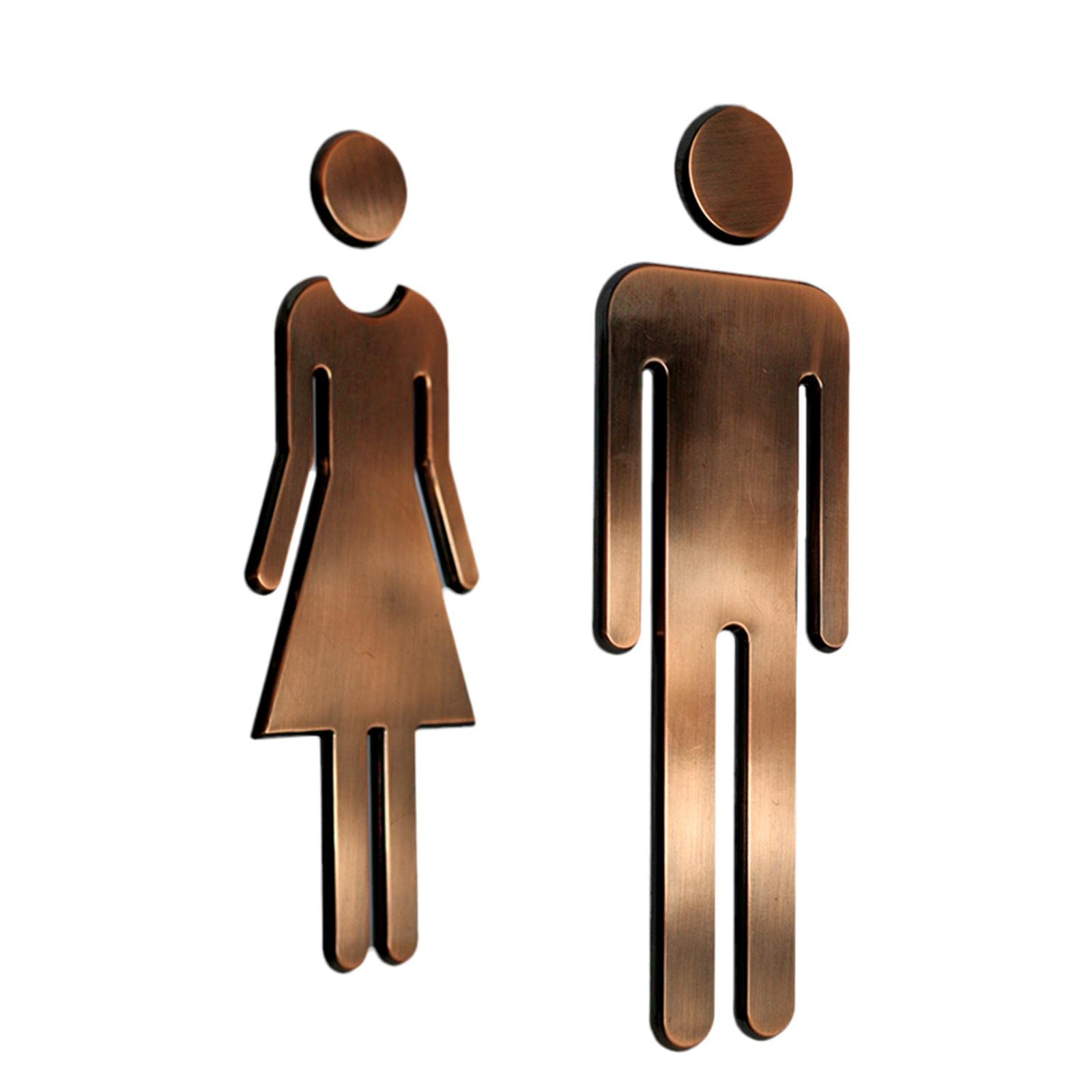 Generic 2 Pezzi di Adesivi per WC per Uomo E Donna, Resistenti in Plastica per La Porta Del Lavabo Adatti per Hotel, Negozi, Ristoranti, Uff, Bronzo