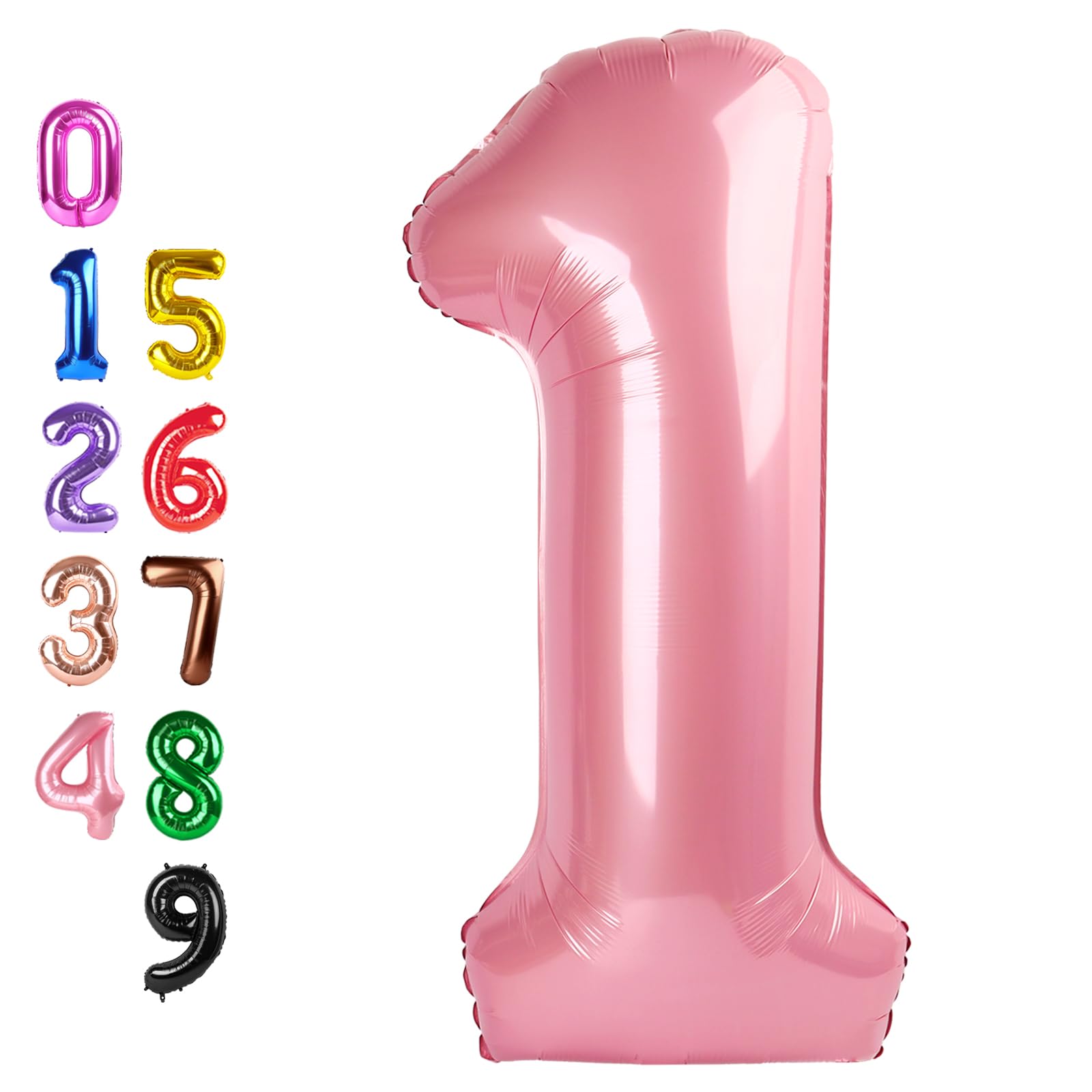 Number Balloons 1 Balloon Pearl Pink for 1st Birthday Decoration, 40 inch
