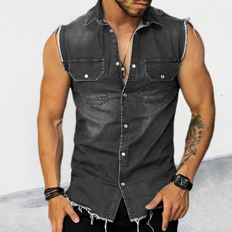 Men's Denim Vest Sleeveless Jacket Slim Fit Vintage Casual Ripped Summer Jean Vest Fashion Trucker Jean Outerwear3