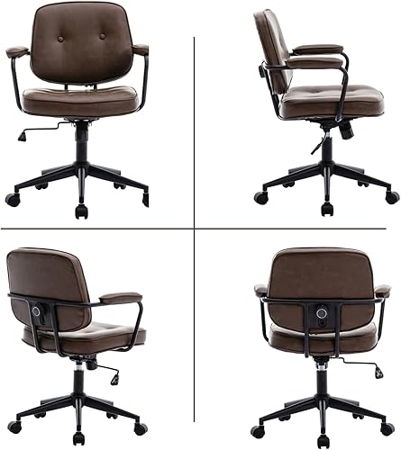 Miniatura 4 de HEAH-YO Silla de escritorio moderna para oficina en casa, silla de escritorio para computadora de altura ajustable con ruedas y brazos, silla