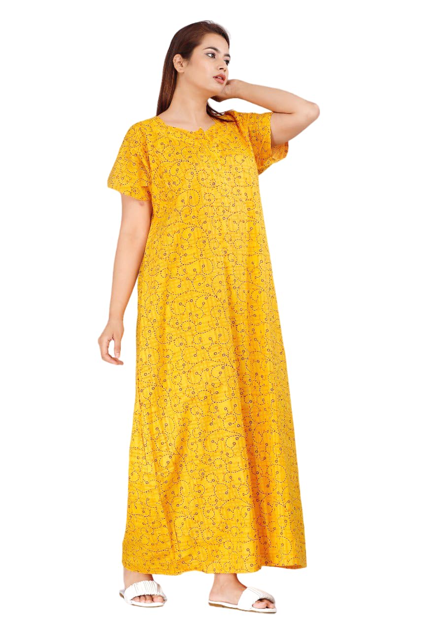Nighty for Women Cotton, Printed Night Dress for Women- Free Size-image-23