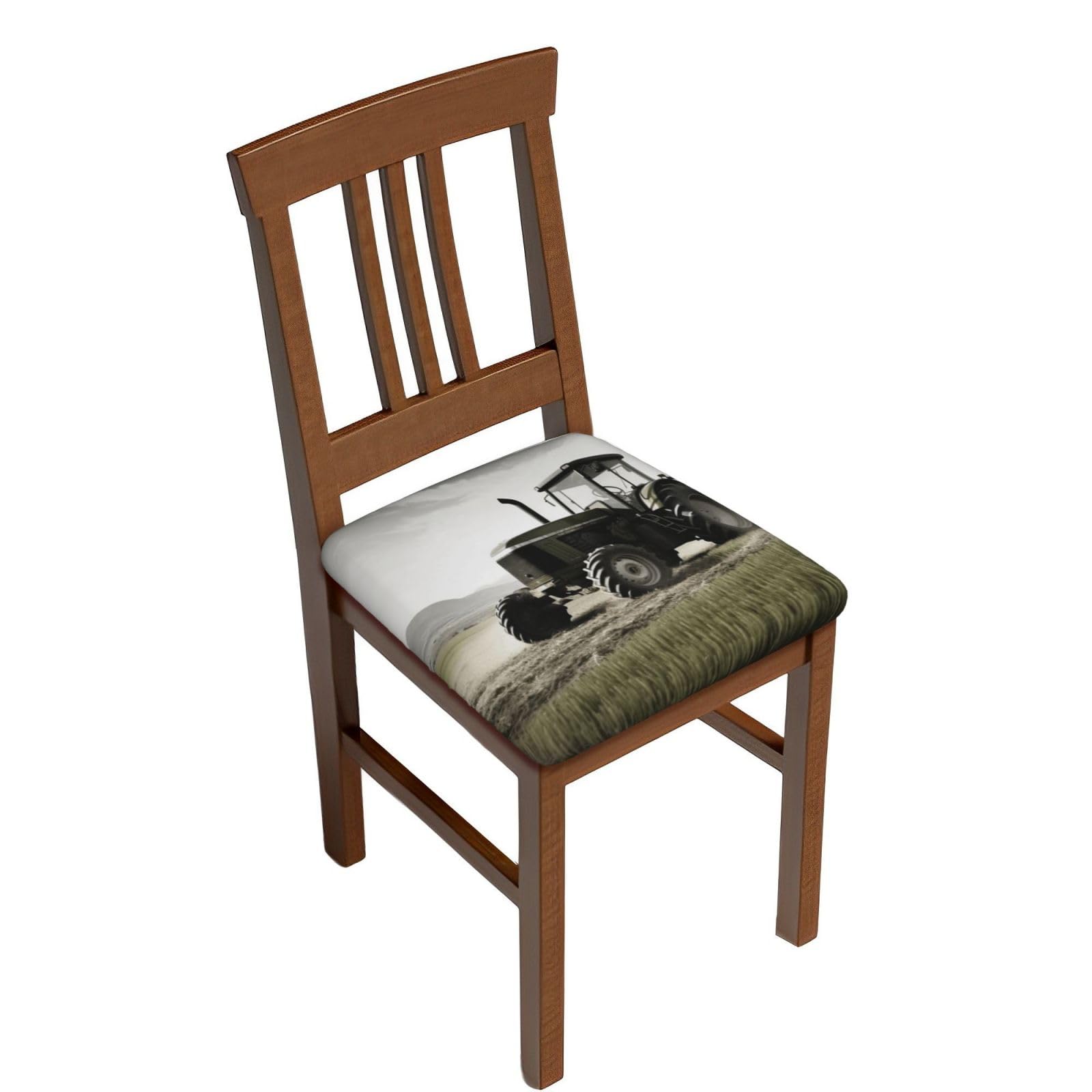 DWVTSLH Tractor Agriculture Tranquil Bar Stool Covers Square, Four Pieces High Elastic Soft Seat Cushion Cover Protector Washable Barstool Slipcovers Nonslip Replacement Square Bar Chair Covers