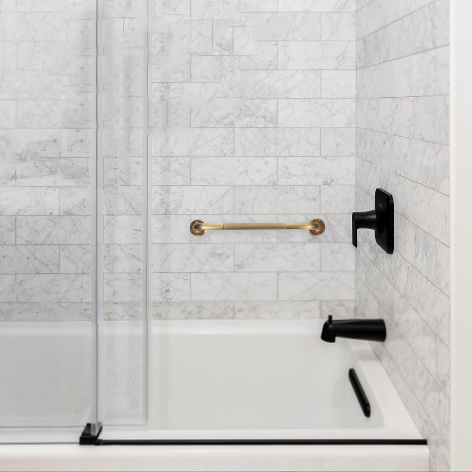 Maniglione Doccia per Anziani in Rame Oro Design Ergonomico Antiscivolo e Struttura Semplice per Bagni e Ambienti Necessità di Sicurezza