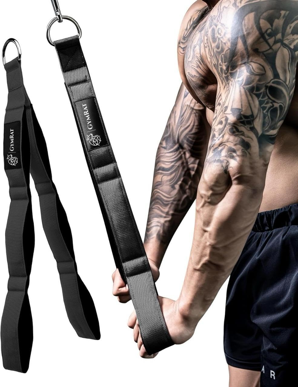 GYMRAT™ Premium Tricep Rope Cable Attachment Handles, Greater Range of Motion, Tricep Pull Down Rope for Push Downs, Crunches, Facepulls for Professional Gym (Black)-image-34