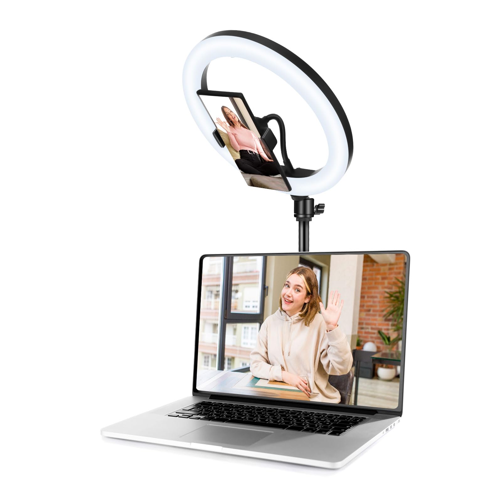 Luce ad anello LED da 10 pollici Saikkl con treppiede e supporto per telefono, luce ad anello a LED dimmerabile per registrazioni video di YouTube, selfie, trucco, Tik Tok, fotografia