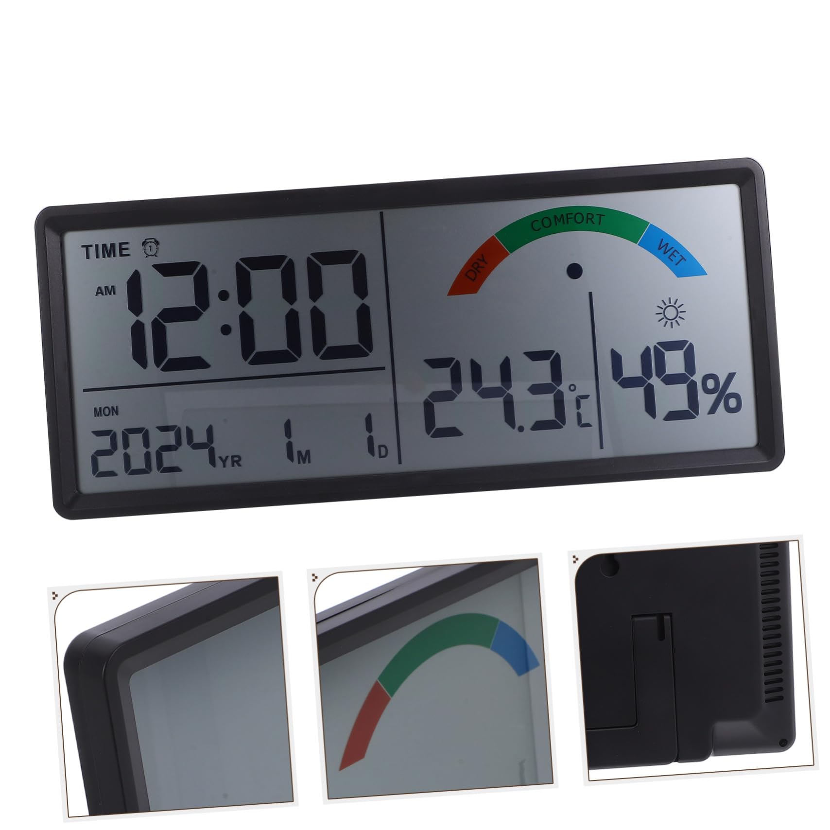 DOITOOL Reloj Digital de Pared Grande LCD con Alarma Termohigrómetro Integrado de Temperatura y Humedad Pantalla Múltiple para Escritorio y Pared Multifuncional para Hogar y Oficina