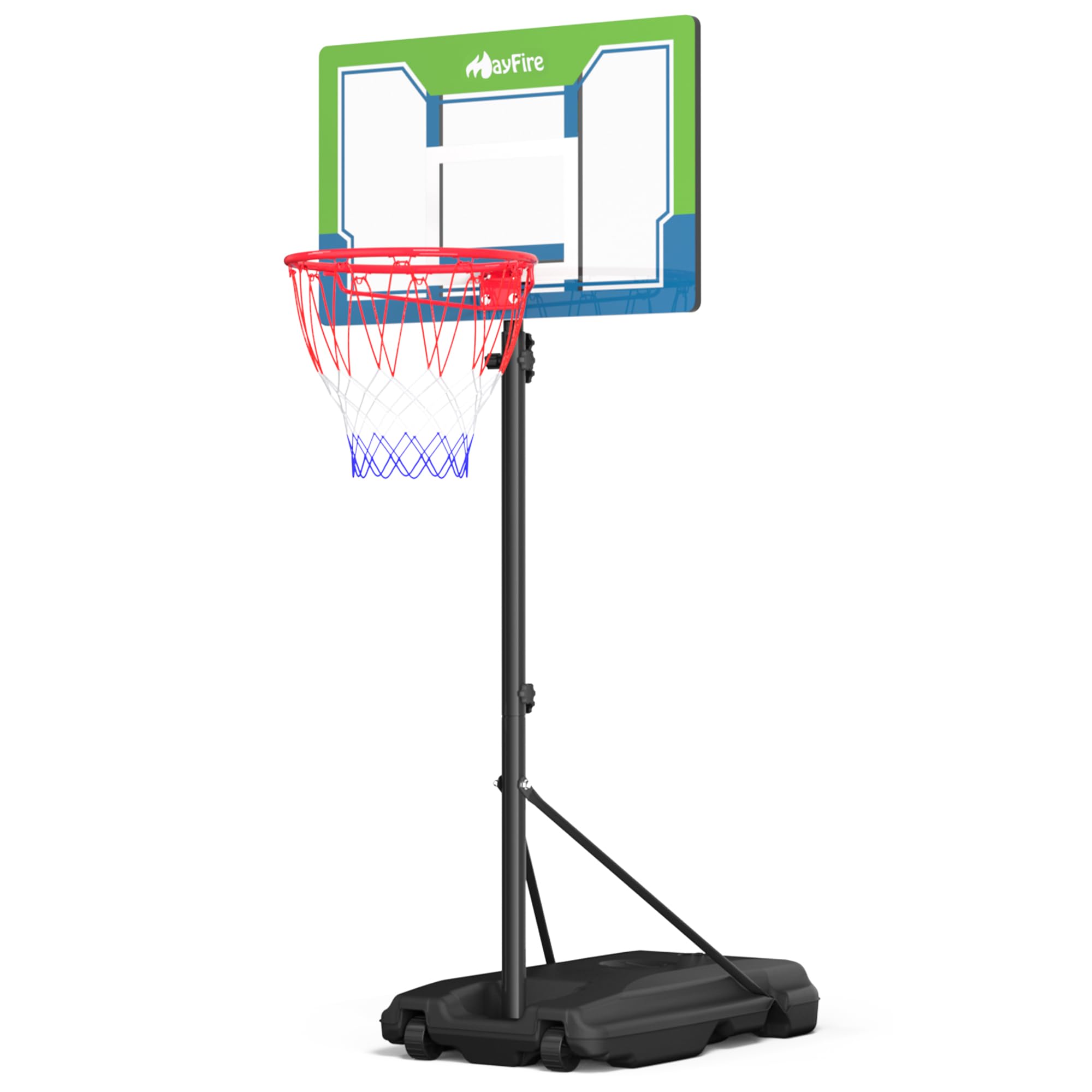 Portable Basketball Hoop Height Adjustable 4.0-10ft: Outdoor Basketball Goal System for Kids Youth Teens in Backyard/Driveway/Indoor, 33-45 Inch Shatterproof Backboard and Stable Base