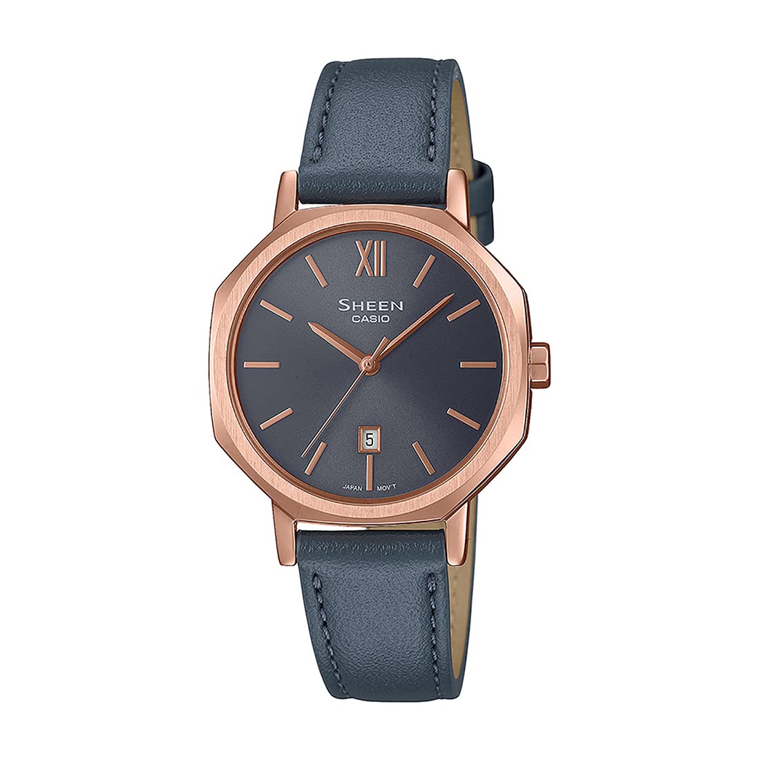 Casio Women Leather Analog Black Dial Watch-She-4554Pgl-8Audf, Band Color-Gray (B0C144TXDH) Amazon Price History, Amazon Price Tracker