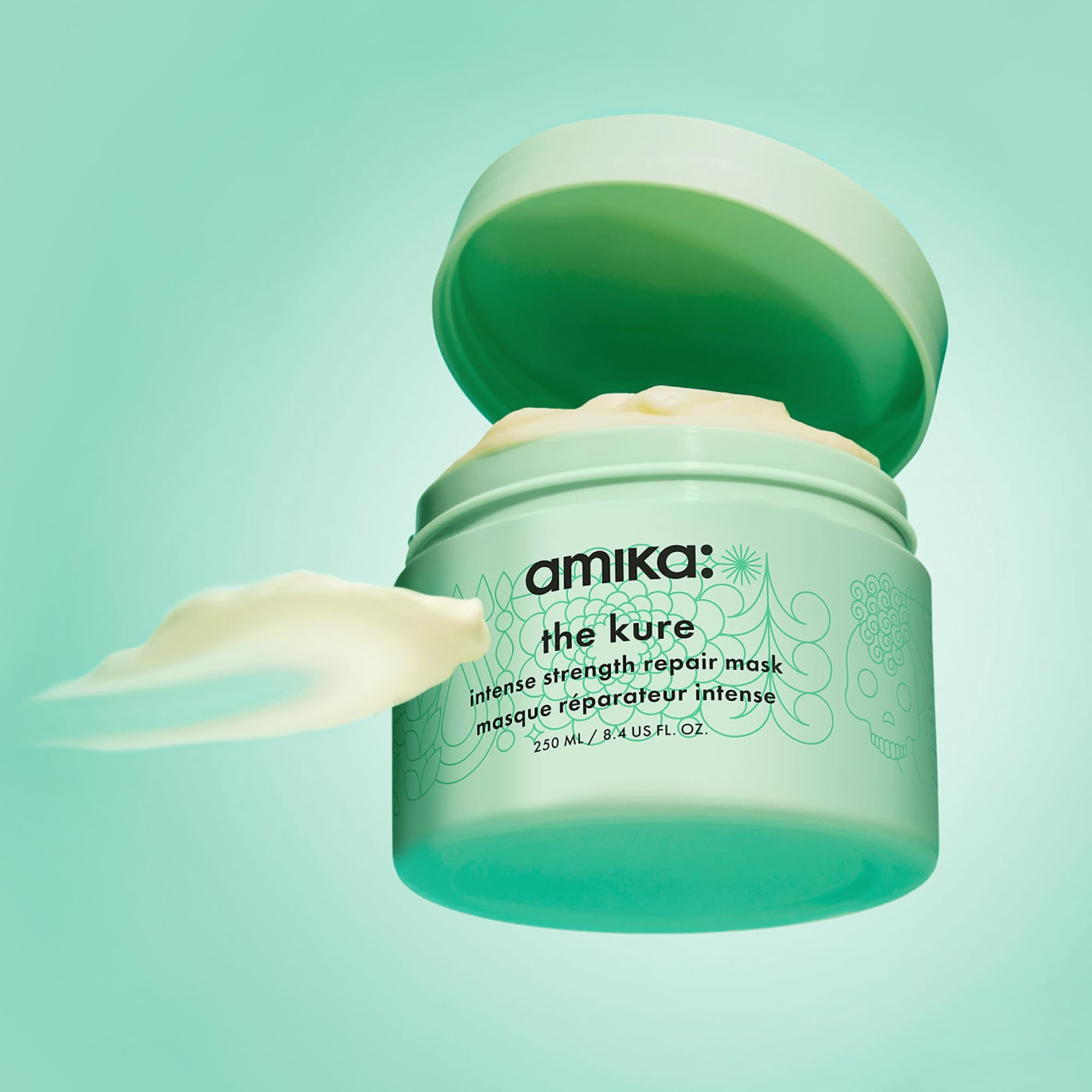 amika The Kure Intense Strength Repair Mask 250 ml, trattamento intensivo di idratazione e riparazione, maschera per capelli secchi e fragili, vegano, senza parabeni, senza solfati