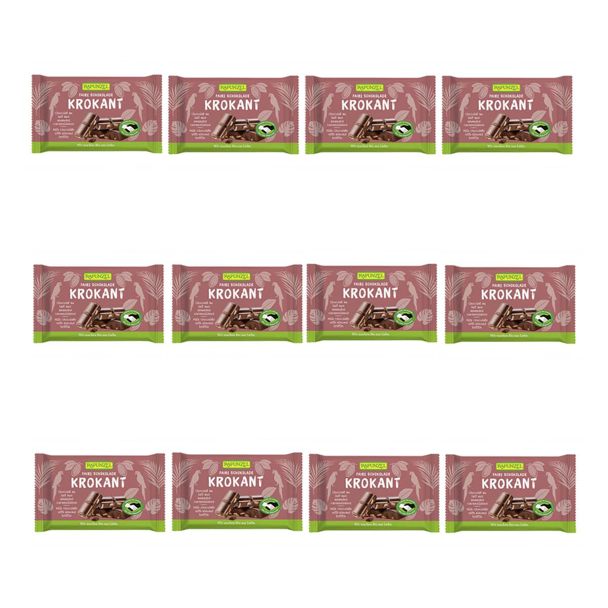 Rapunzel Vollmilchschokolade mit Mandelkrokant, 12er Pack (12 x 100g) - Bio