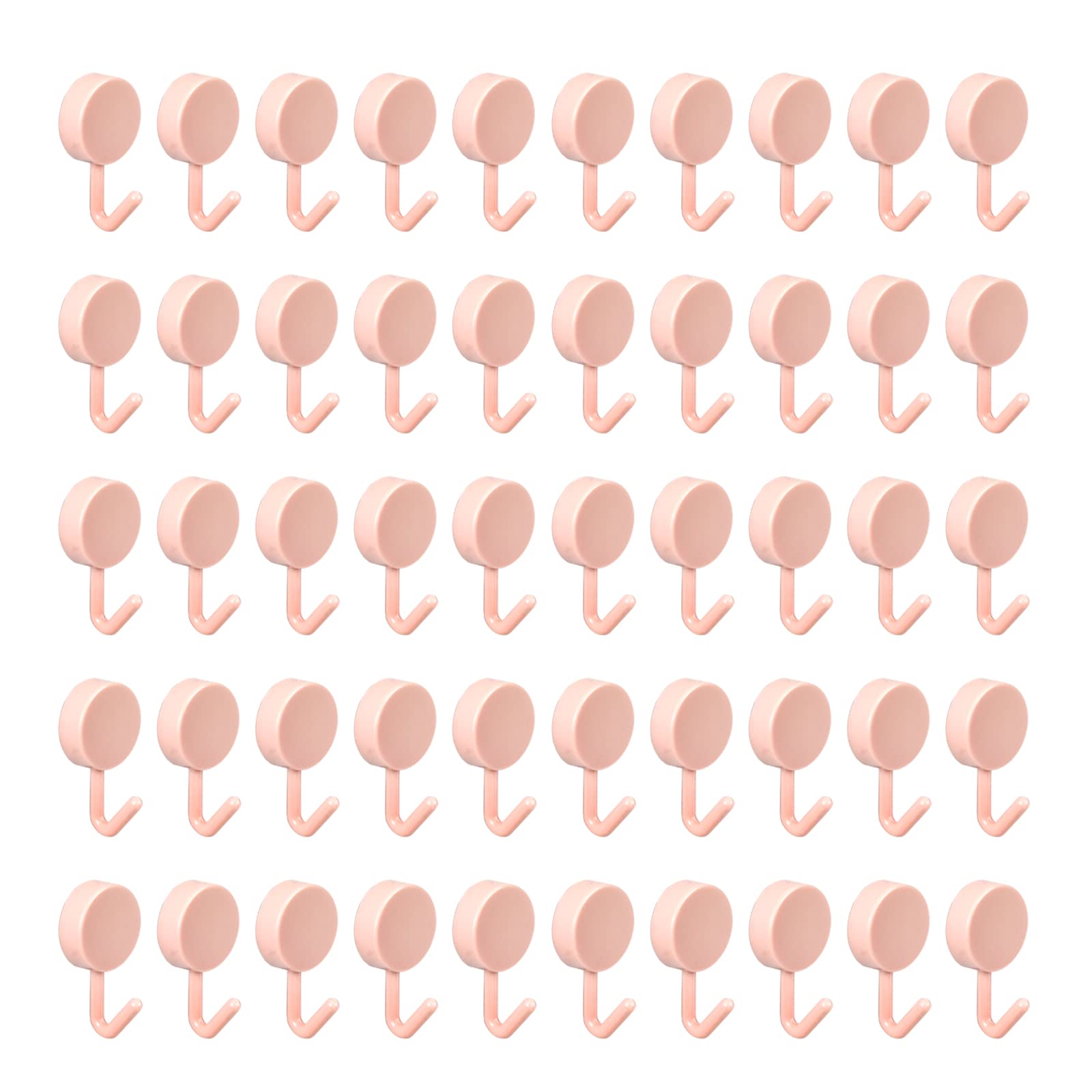Xiaoyztan50 Pcs Adhesive Wall Mount Small Hooks Decoative Cute Round Base Plastic Hooks for Keys Earpods Handkerchieves Caps Hats (Pink)