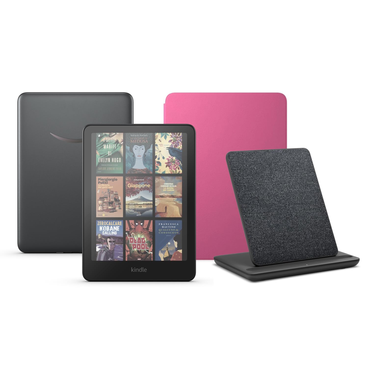 Kindle Paperwhite Signature Edition (versione 2024) da 32 GB senza pubblicità, una cover basata su Amazon Plant e un dock di ricarica wireless Made for Amazon