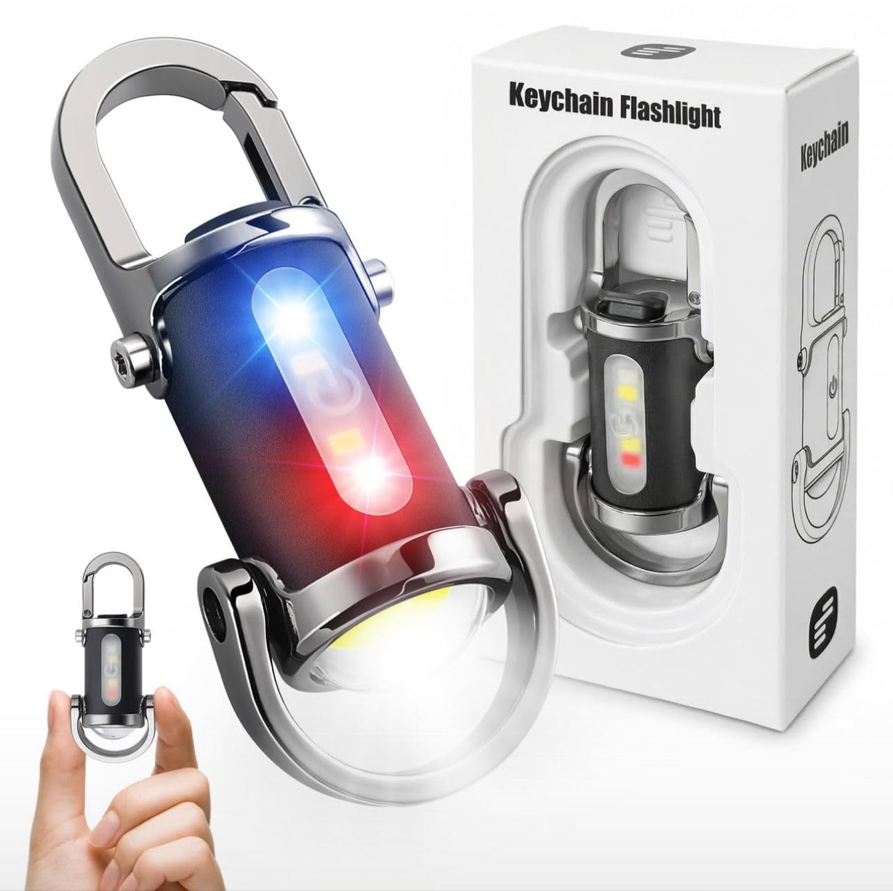 Mini LED Keychain Flashlight, USB Rechargeable, Waterproof, Super Bright, for Camping and Rescue, Black-image-38