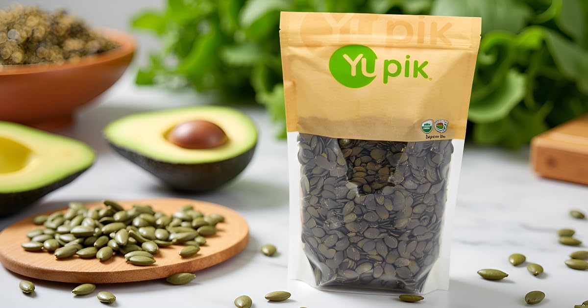 Yupik Organic European Pumpkin Seeds, No Shell, 2.2 lb (35.2 oz), Pack of 6, Gluten-Free, Non-GMO, Kosher, Vegan, Raw Pepitas, Unsalted, Unroasted, Plant-Based Protein, Healthy Snacks, For Baking