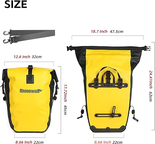 Miniatura 2 de Rhinowalk Bolsa de bicicleta impermeable para bicicleta de carga para bicicleta de carga bolsa de sillín bolsa de hombro portátil alforja bolsa de