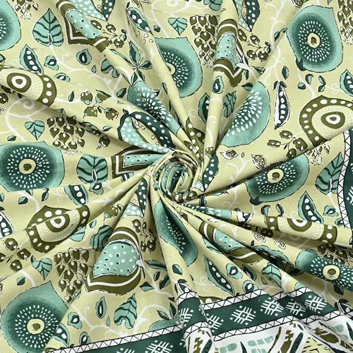 Image of India 100% Pure Cotton Jaipuri Printed Double Bedsheet with 2 Pillow Covers | Traditional Sanganeri Floral Design | Soft Breathable Fabric | King Size Bedsheet for Bedroom (Kaya54)