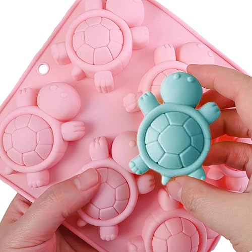 Miniatura 3 de Paquete de 2 moldes de silicona de tortuga para hornear, 6 cavidades de chocolate y dulces para pasteles, gomitas, gelatina, cubitos de hielo,