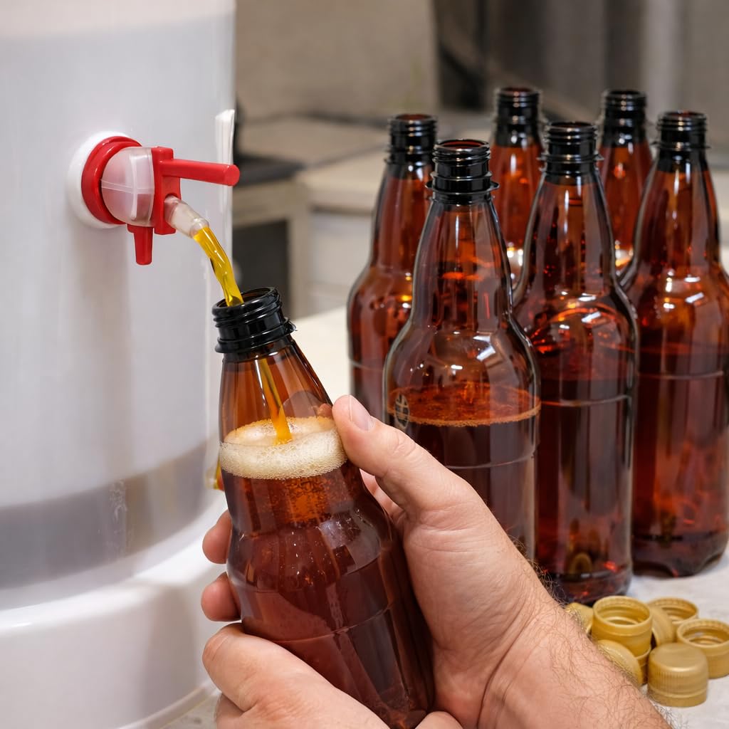 Botella de PET de 1 L con tapón de rosca 24 x para almacenamiento de cerveza, elaboración casera