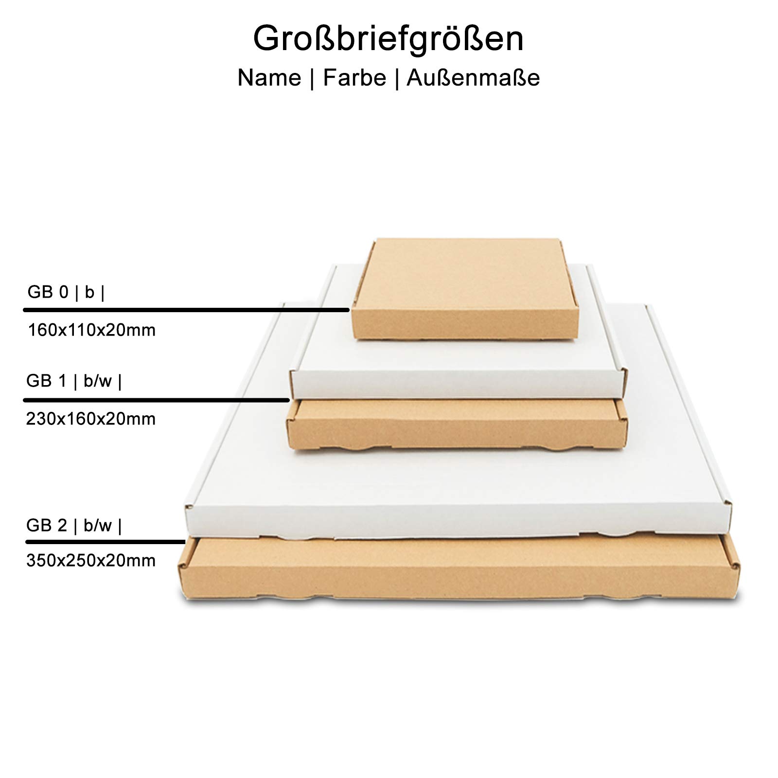 verpacking 200 dużych kartonów listowych 350 x 250 x 20 mm, białe, GB-2