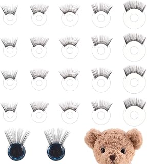 PH PandaHall 20pcs Safety Eyelashes 5 Sizes Eyelashes for Doll Making Eye Make Up Accessories Crafts Eyelash Plastic Stuffed Crochet Eyelash for Amigurumi Puppet Teddy Bear Plush Animal Making