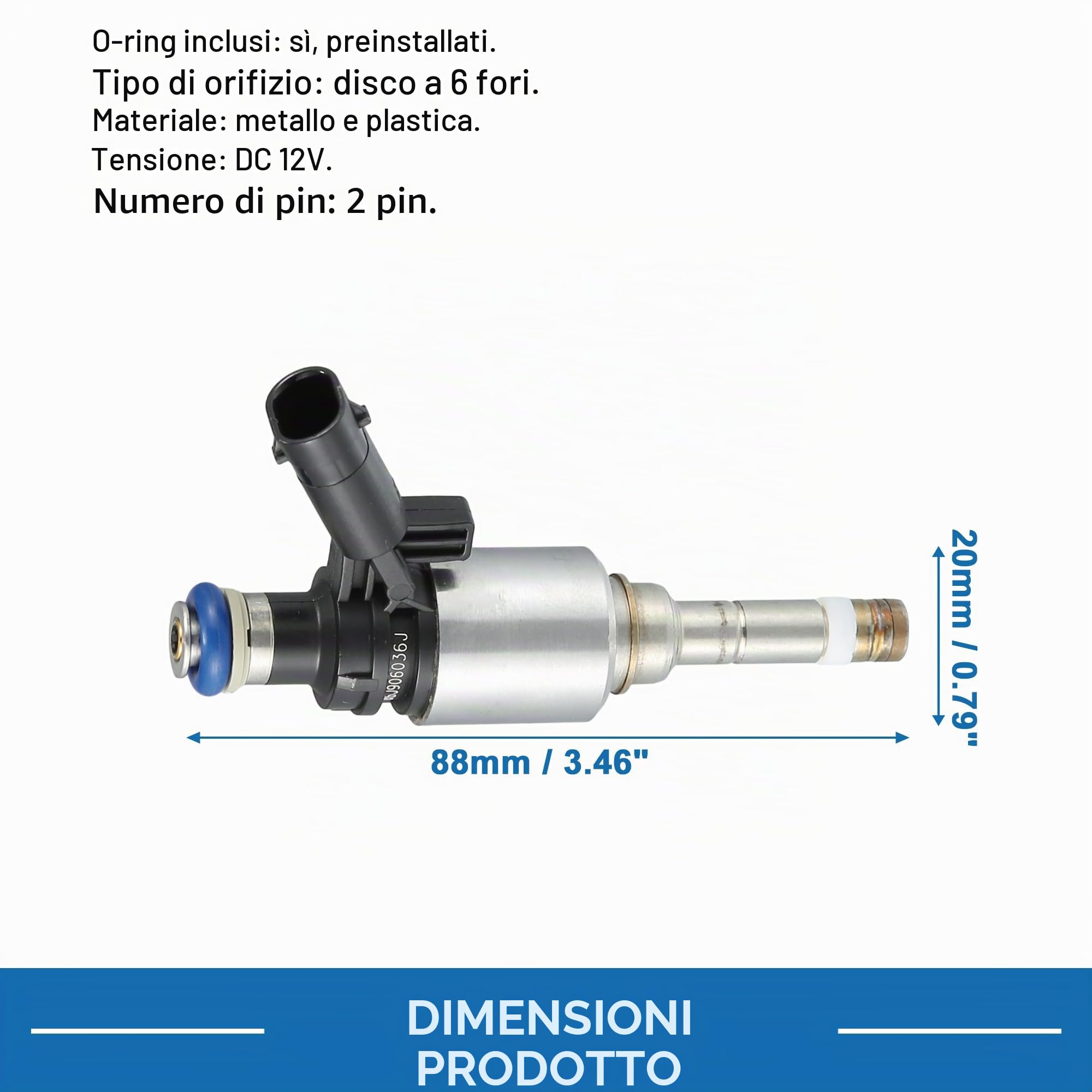 A ABSOPRO Iniettore Di Carburante Per VW GTI 2.0L Hatchback 08-13 4 Pezzi | Nero, Metallo, Plastica, 88x20mm, DC12V, 6 Fori, O-Ring Inclusi, OE 06H906036G, Per Audi A3, Q5, TT, Per VW Beetle, Tiguan
