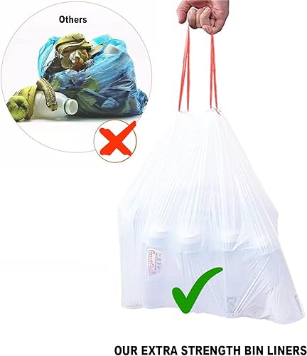 Miniatura 6 de BEIDOU-PAC Bolsas de basura de 13 galones con cordón, 100 unidades, bolsas de basura multipliegues, bolsa de basura alta para cocina, sin olor y