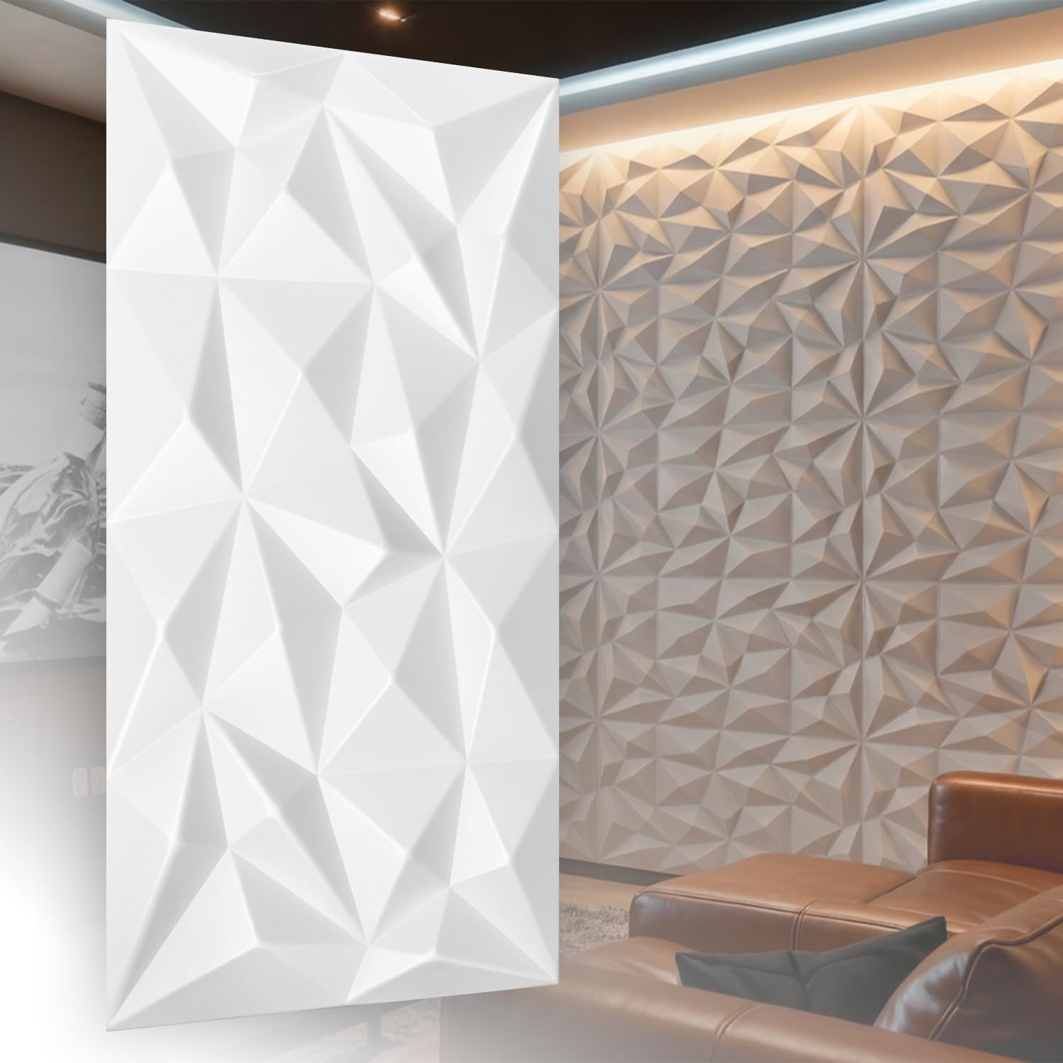 3D Paneele Polystyrol XPS Styropor – Moderne Wandverkleidung & Deckenpaneele – Wandpaneelen Leicht Flexibel 100 cm x 50cm / ‎‎12m² - 24 Stück (Weiß 03)