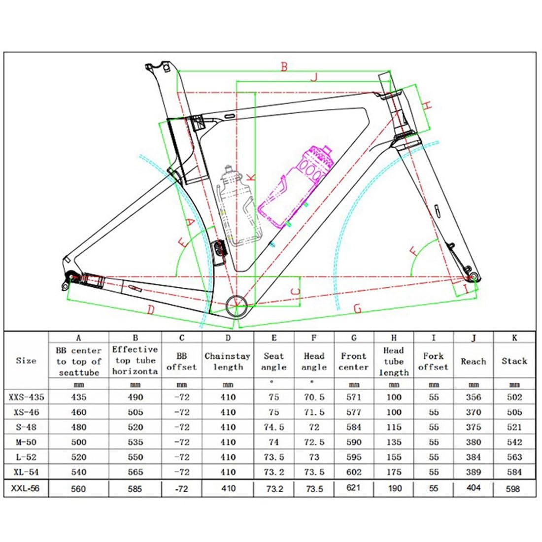HIMALO Road Bike Frameset 700C Carbon Racing Frame with Fork Handlebar Thru Axle Disc Brake Frame 43.5/46/48/50/52/54/56cm Lightweight Internal Routing(48CM)