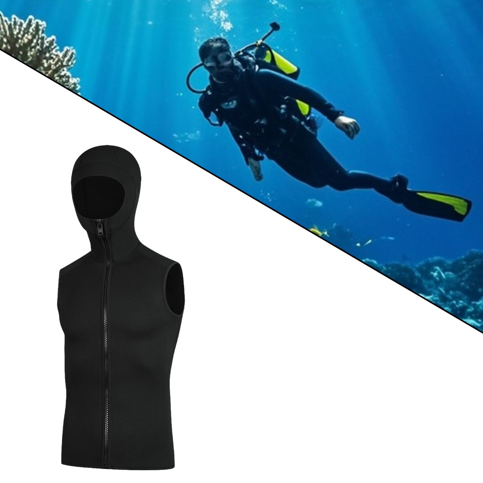 QSTDGVPW Wetsuit Hooded Vest Top 3mm Diving Vest for Water Sports Canoeing, M