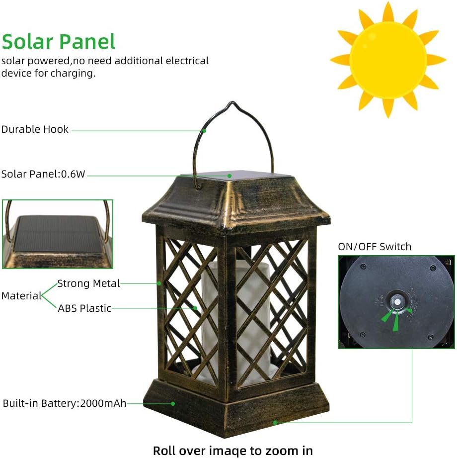Exсluѕіvе Dіѕсоunt 🔥 Solar Lanterns Metal Hanging Solar Lights Flickering Flame Outdoor Solar Lamp Hanging Lighting Tabletop Lights for Garden Yard Patio Pathway Balcony (2 Pack) Prоduсt Dеаl Solar Lanterns Metal Hanging Solar Lights Flickering Flame Outdoor Solar Lamp Hanging Lighting Tabletop Lights for Garden Yard Patio Pathway Balcony (2 Pack)