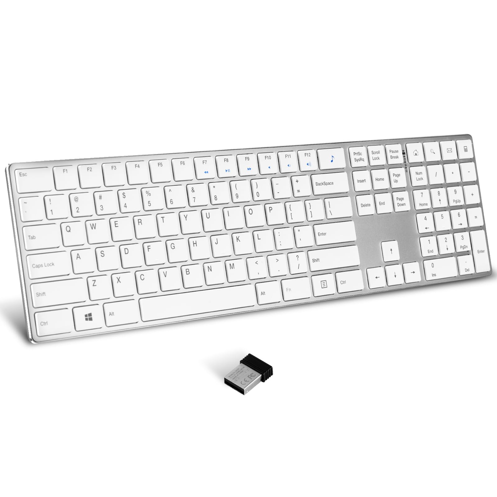 TIETI K01R Wireless Keyboard, 2.4G Slim and Compact Wireless Keyboard with Numeric Keypad, Long Battery Life, Lag-Free for PC Laptop Computer Windows,