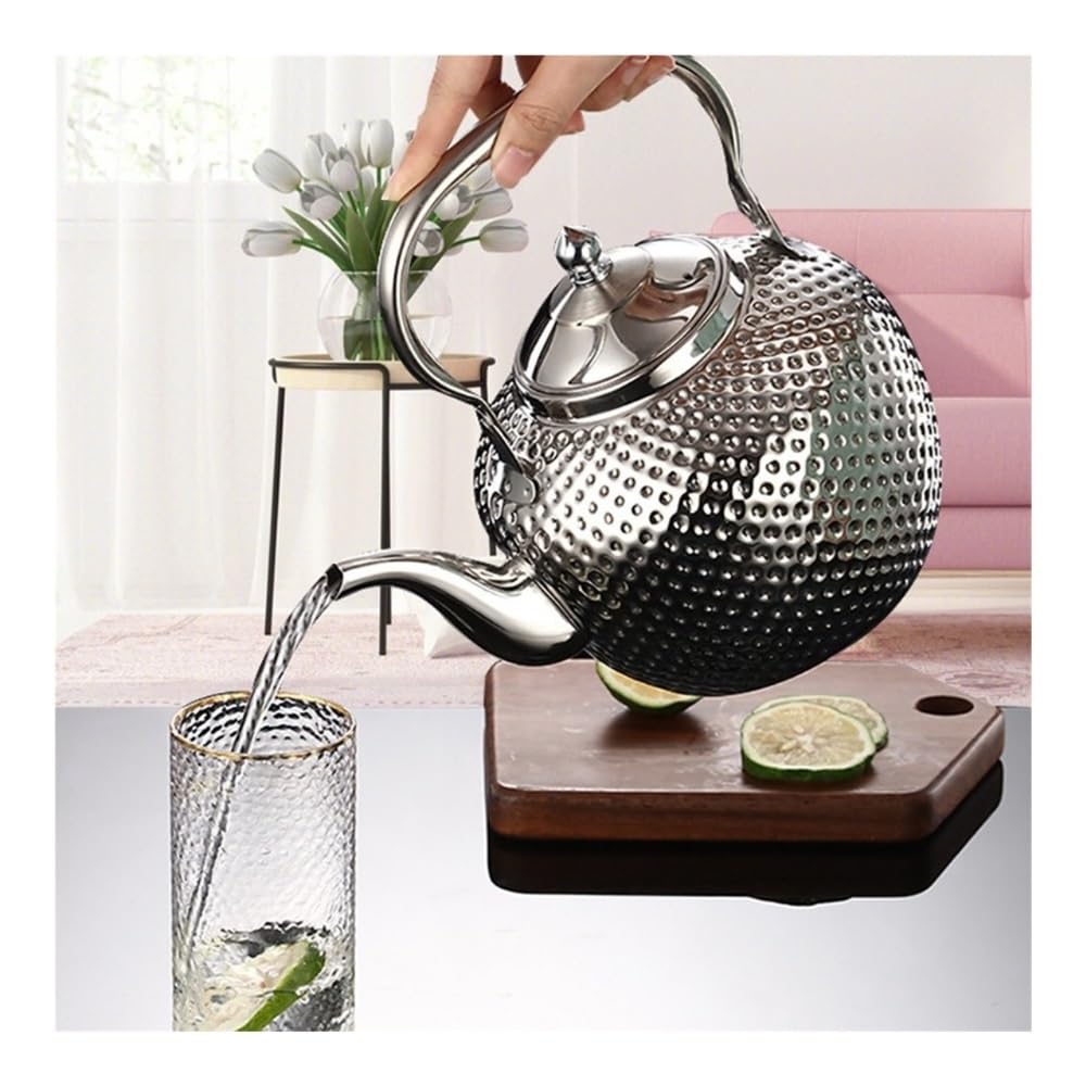 Théière, Bouilloire à thé commerciale en acier inoxydable avec passoire for hôtel/restaurant(Silver,S)