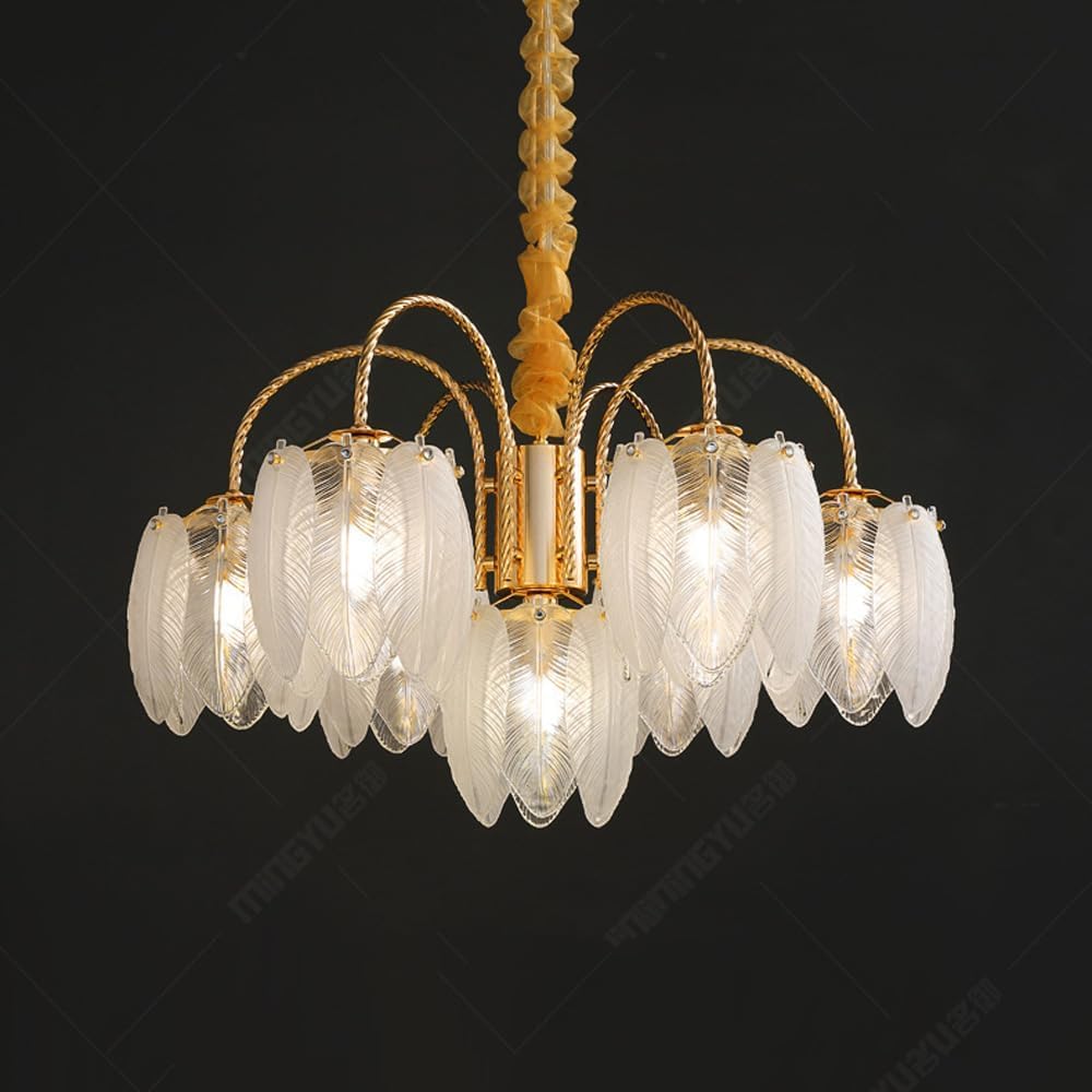Lámpara Colgante De Cristal De Plumas Blancas De 4 Luces, Redonda, 7 Luces, Estilo Vintage Dorado, Lámpara Colgante De Techo De Cristal, Estilo Playero, Estilo Bohemio, para Dormit