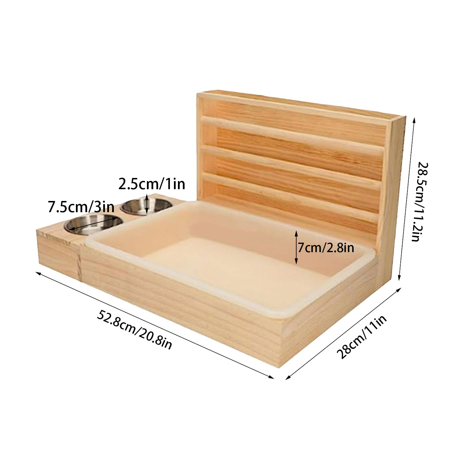 F Fityle - Comedero para conejos, de madera, 52,8 x 27,9 x 28,4 cm, alimentador para animales pequeños, suministro con bandeja para caña, comedero para conejos, Chinchilla, hámster