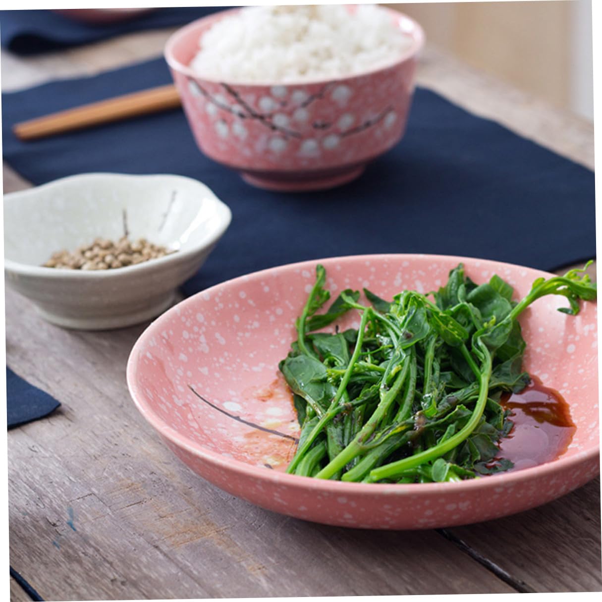 NUOBESTY Juego de Vajilla Japonesa Diseño Delicado 12 Piezas Hogar de Cerámica Rosa Adecuado para Uso en Casa y Fiestas