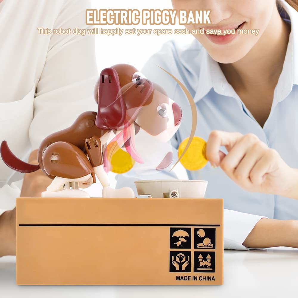 Salvadanaio Elettronico A Forma Di Cane - Cagnolino Che Mangia Monete, Regalo Divertente Per Bambini - Foto 9